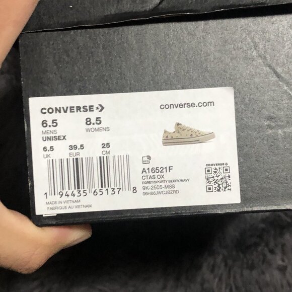 CONVERSE Unisex Chuck Taylor All Star Floral Embroidery, Size 8.5W/6.5M, A16521F - Picture 7 of 7